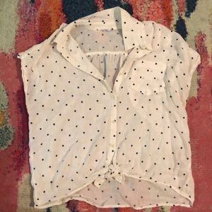 Summer White Polka Dot Top